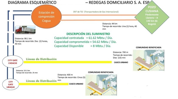 Diagrama esquemático de las actividades que desarrolla REDEEGAS DOMICILIARIO S. A.E SP